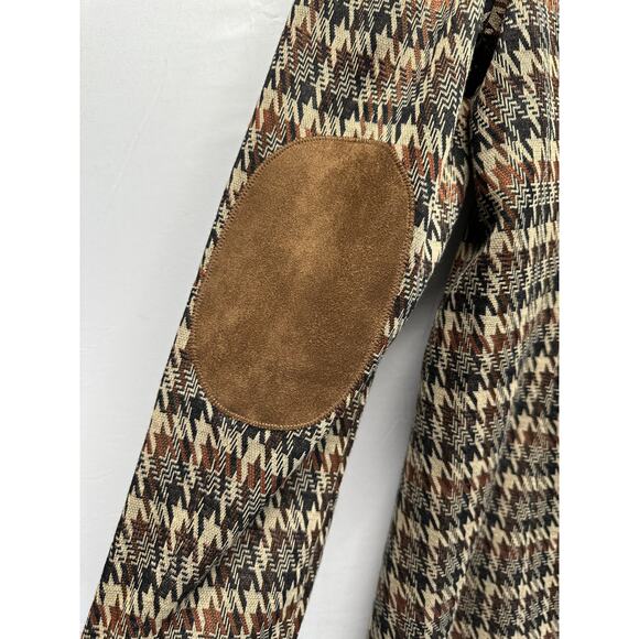 NWOT Tommy Hilfiger Women Brown Houndstooth Print Longline Blazer Jacket Coat 10 - Picture 11 of 15